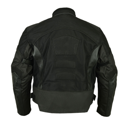 Mesh & Leather Padded Motorcycle Jacket