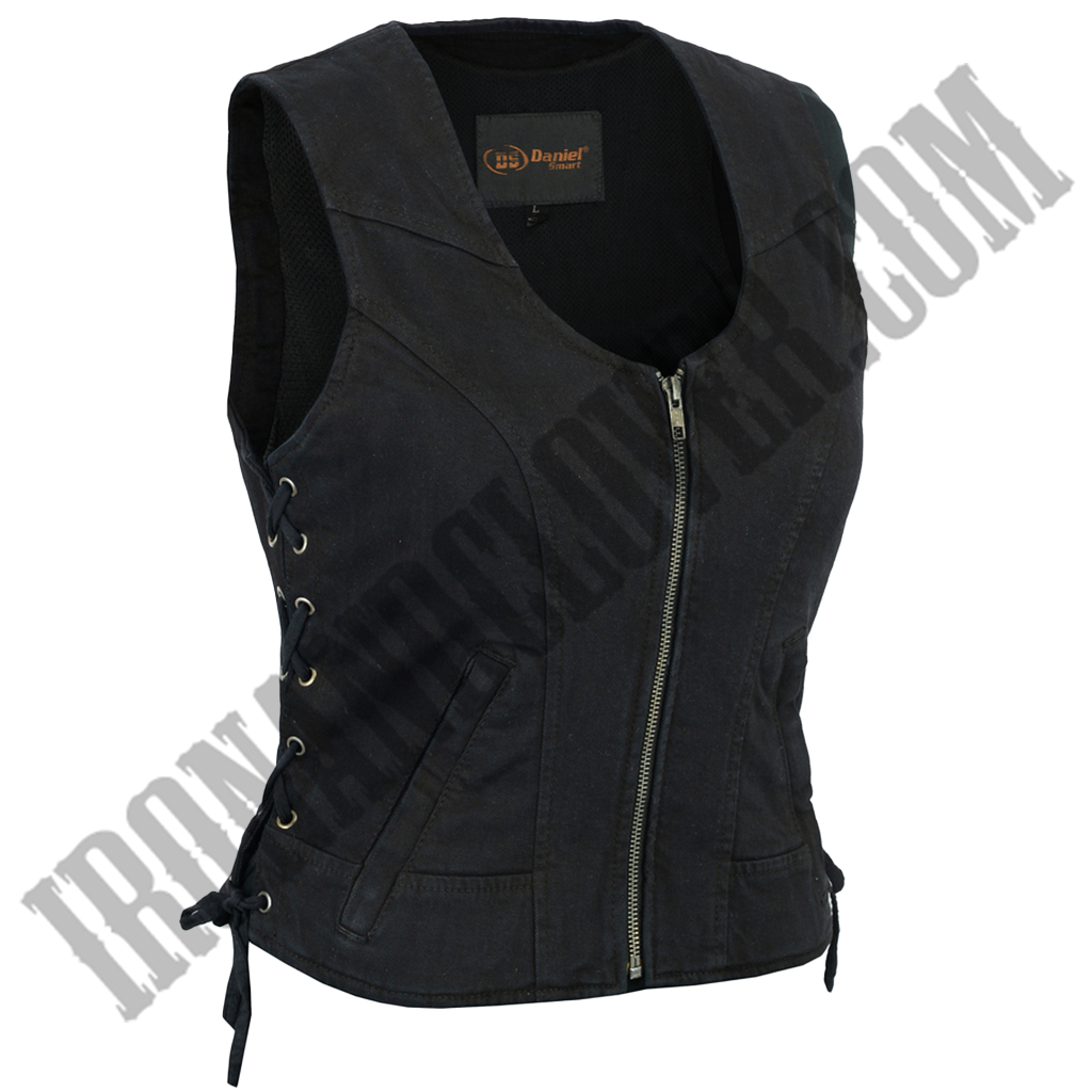 Front Denim Vest in Black