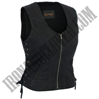 Front Denim Vest in Black