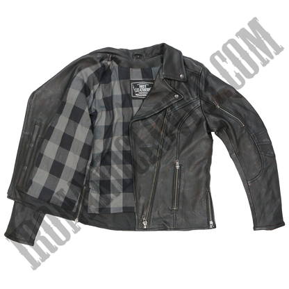 Lightweight Leather Jacket with Side Zippers