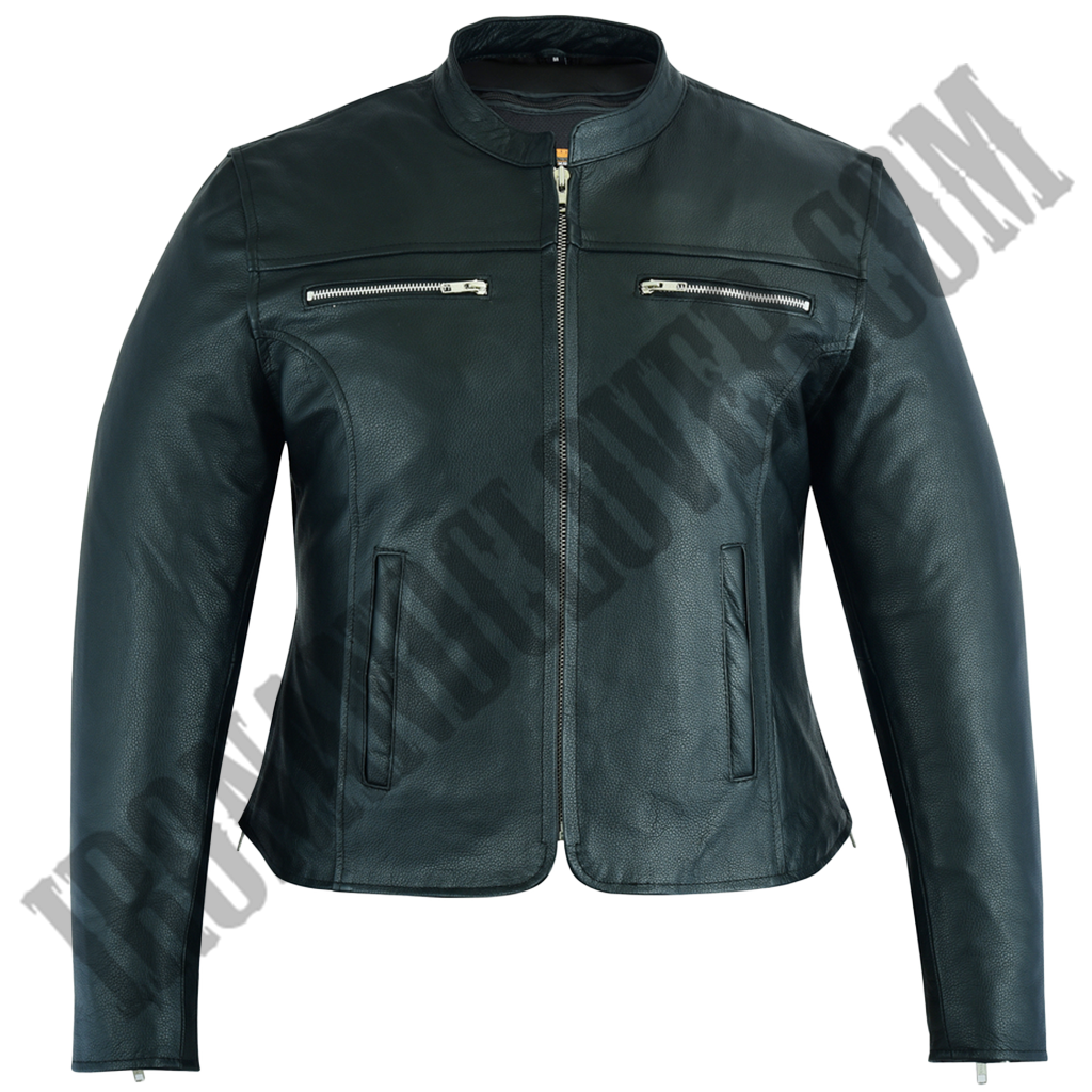 Full Cut Mandarin Collar Motorcycle Jacket