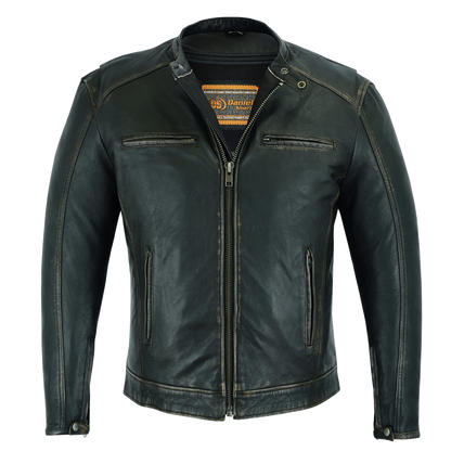 Cruiser Motorcycle Jacket in Distressed Gun Metal