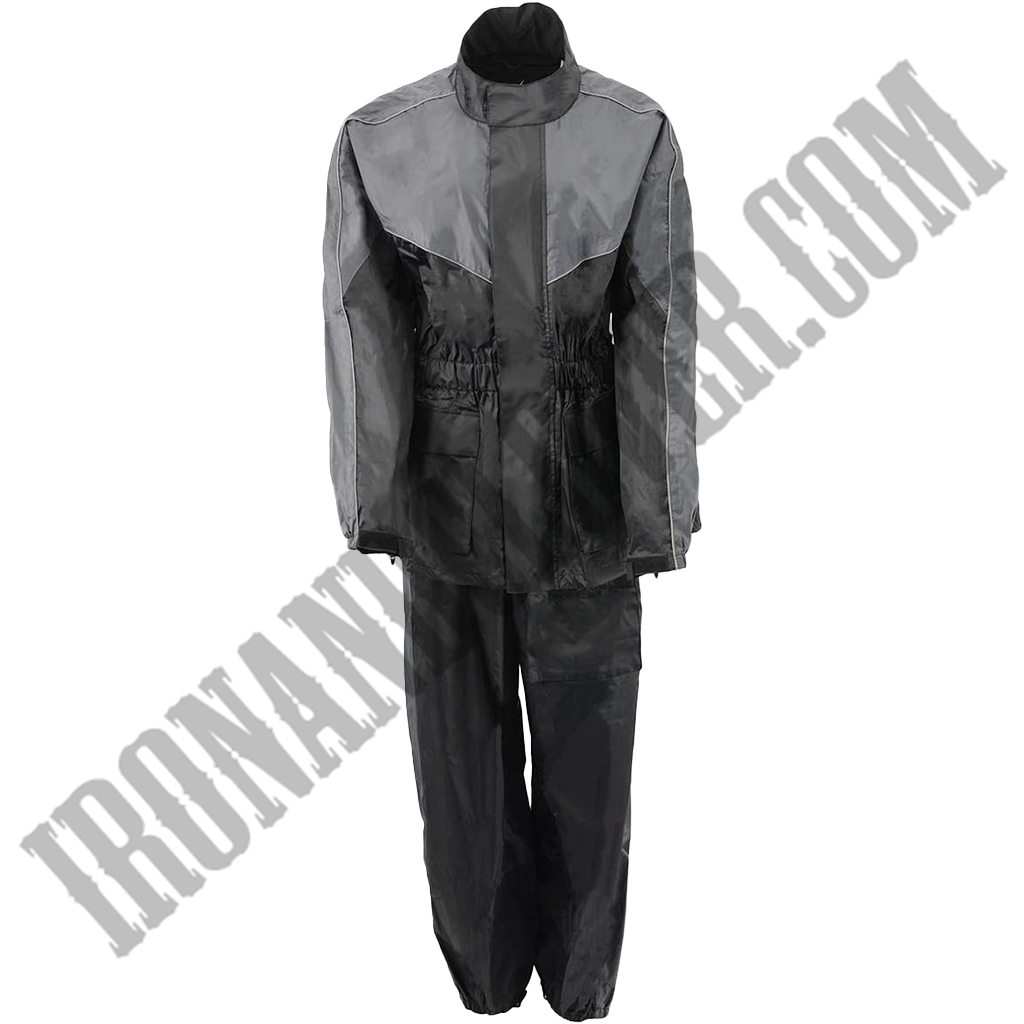 Women's Lightweight Oxford Rain Suit in Black & Grey