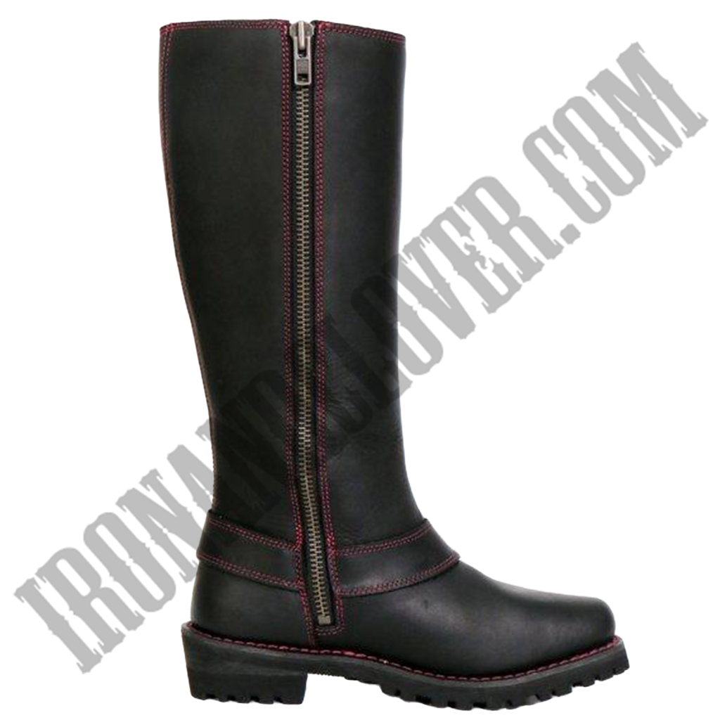 14-Inch Knee-High Harness Boot with Pink Accents