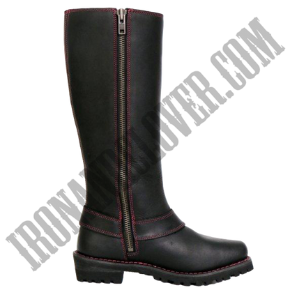 14-Inch Knee-High Harness Boot with Pink Accents