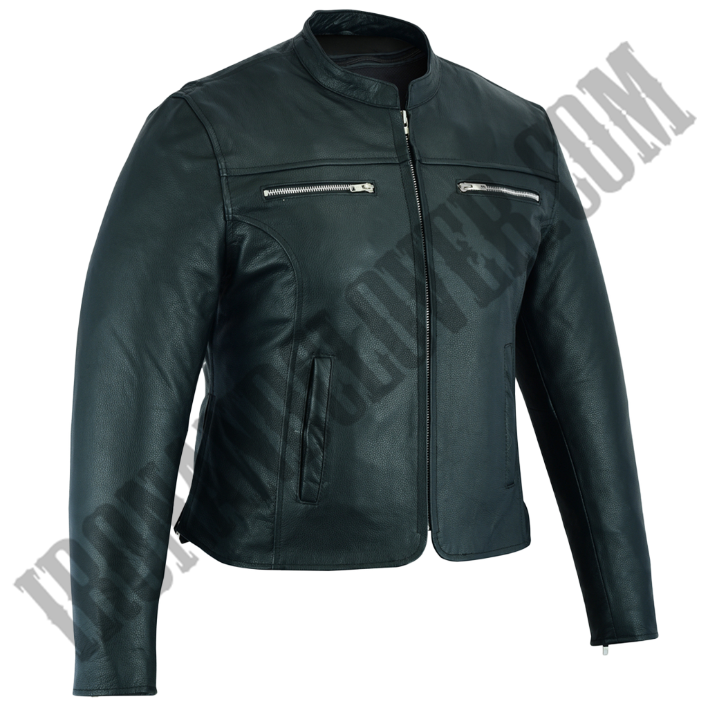 Full Cut Mandarin Collar Motorcycle Jacket