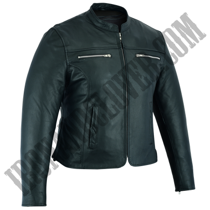 Full Cut Mandarin Collar Motorcycle Jacket