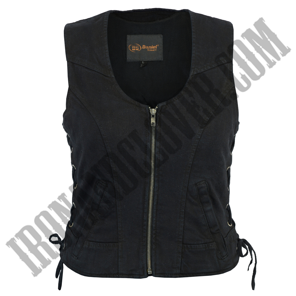 Front Denim Vest in Black