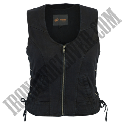 Front Denim Vest in Black