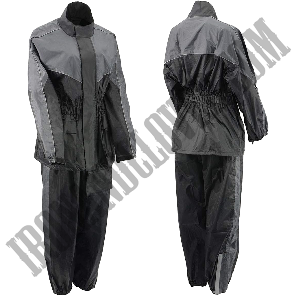 Women's Lightweight Oxford Rain Suit in Black & Grey