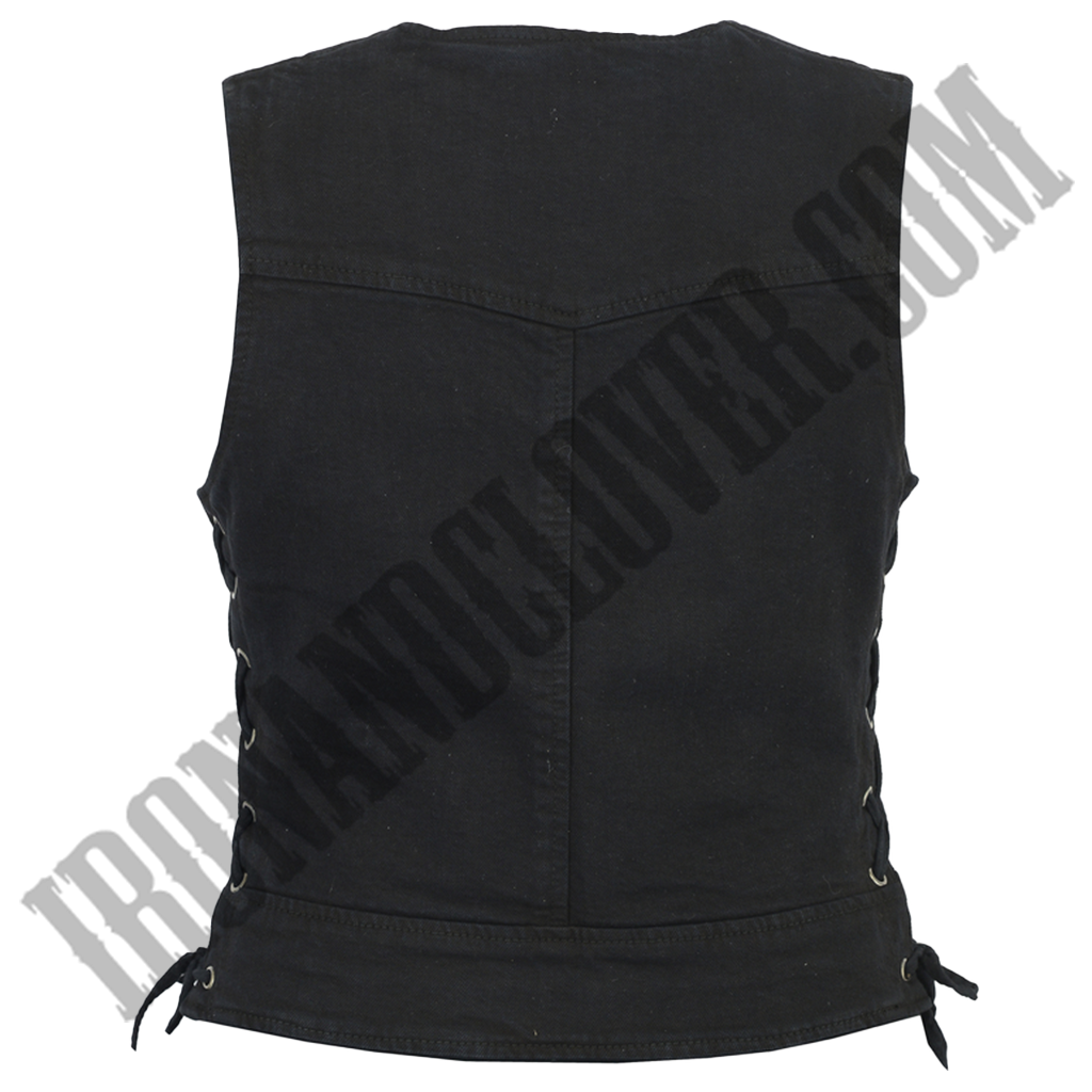 Front Denim Vest in Black