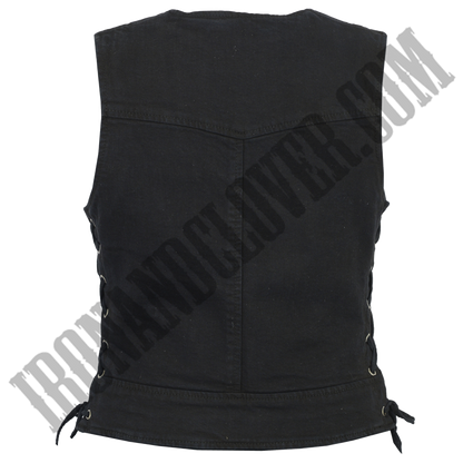 Front Denim Vest in Black