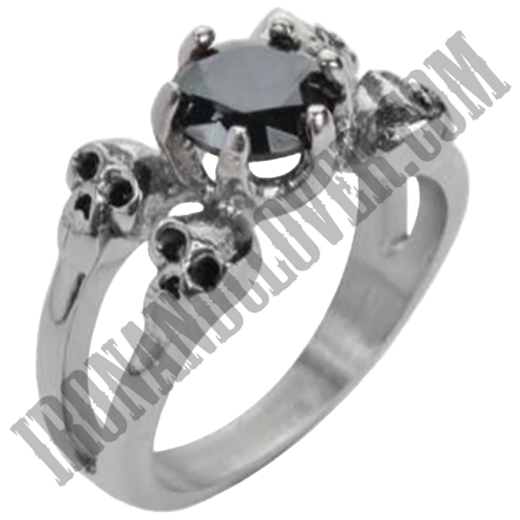 Black Solitaire Skull Ring