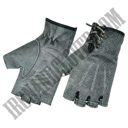 Perforated Fingerless Glove in Washed-Out Gray