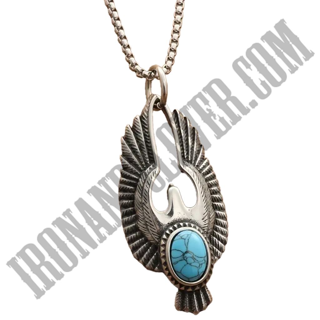 Eagle Necklace with Turquoise Pendant