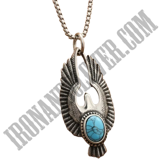 Eagle Necklace with Turquoise Pendant