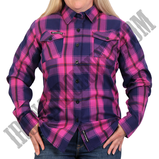 Flannel Shirt in Pink, Navy & Brown