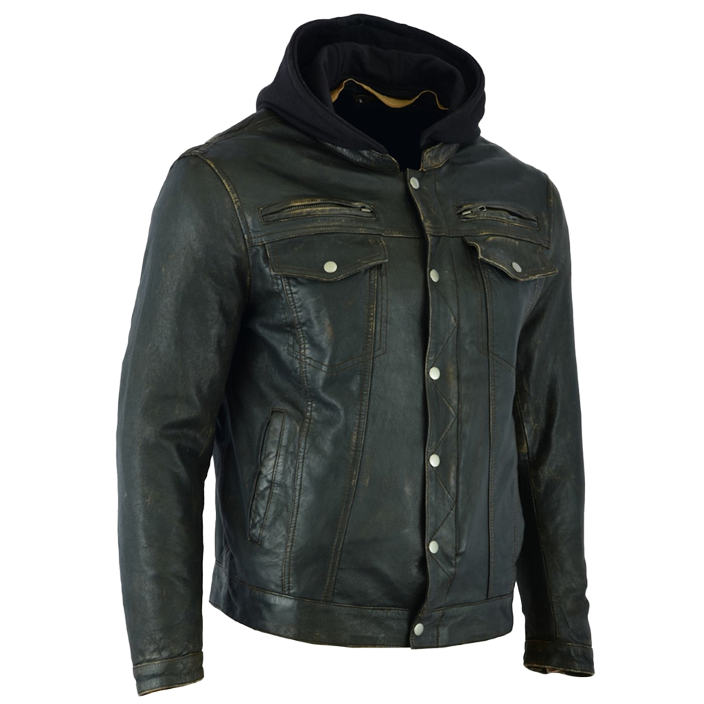 Motorcycle Jacket with Removable Hoodie