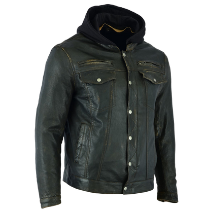 Motorcycle Jacket with Removable Hoodie