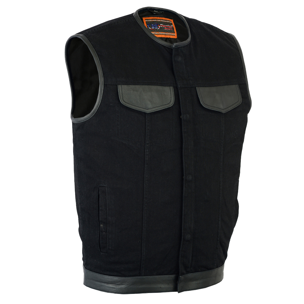 Black Denim & Leather NC Vest