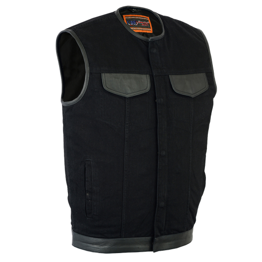 Black Denim & Leather NC Vest