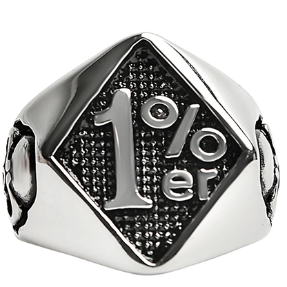 1%er With Skull Accents Ring in silver stainless steel