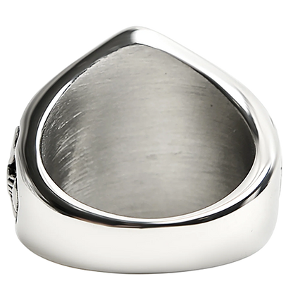 Silver ring with a brushed finish