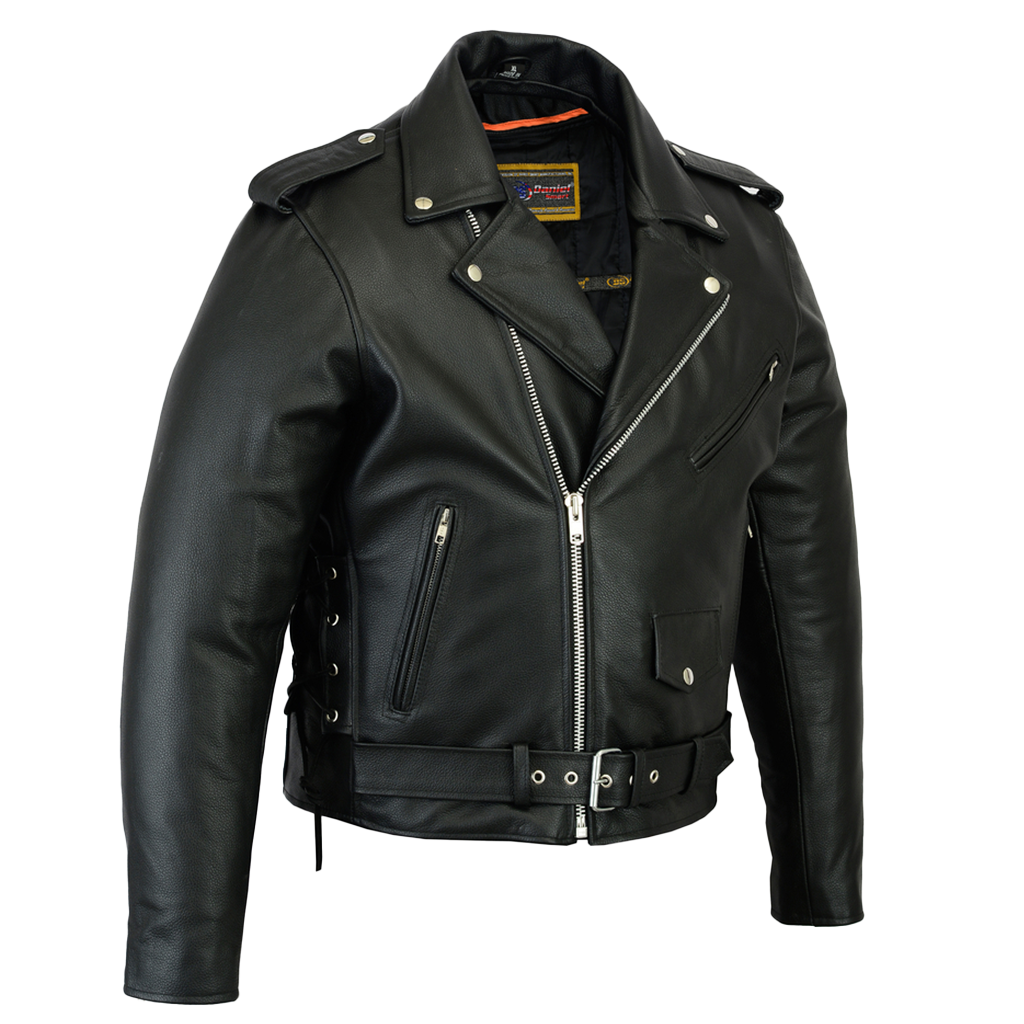 Classic Police Style Motorcycle Jacket with Side Laces