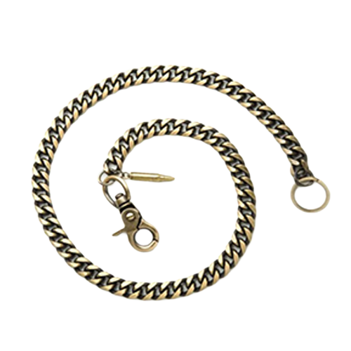 A 20 inch heavy antique copper wallet chain with clip and key ring for biker use