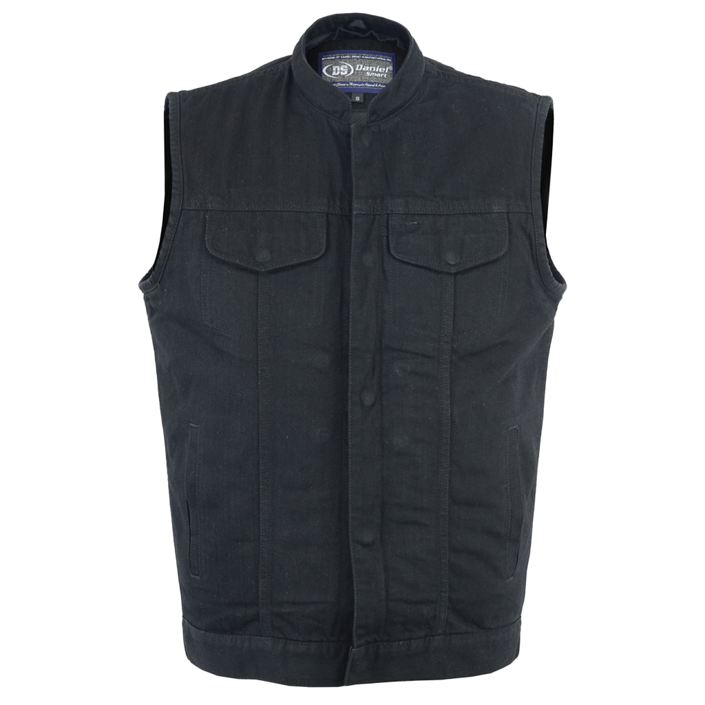 Black Denim Vest with Removable Hood