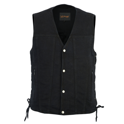 Classic Black Denim Vest with Side Laces