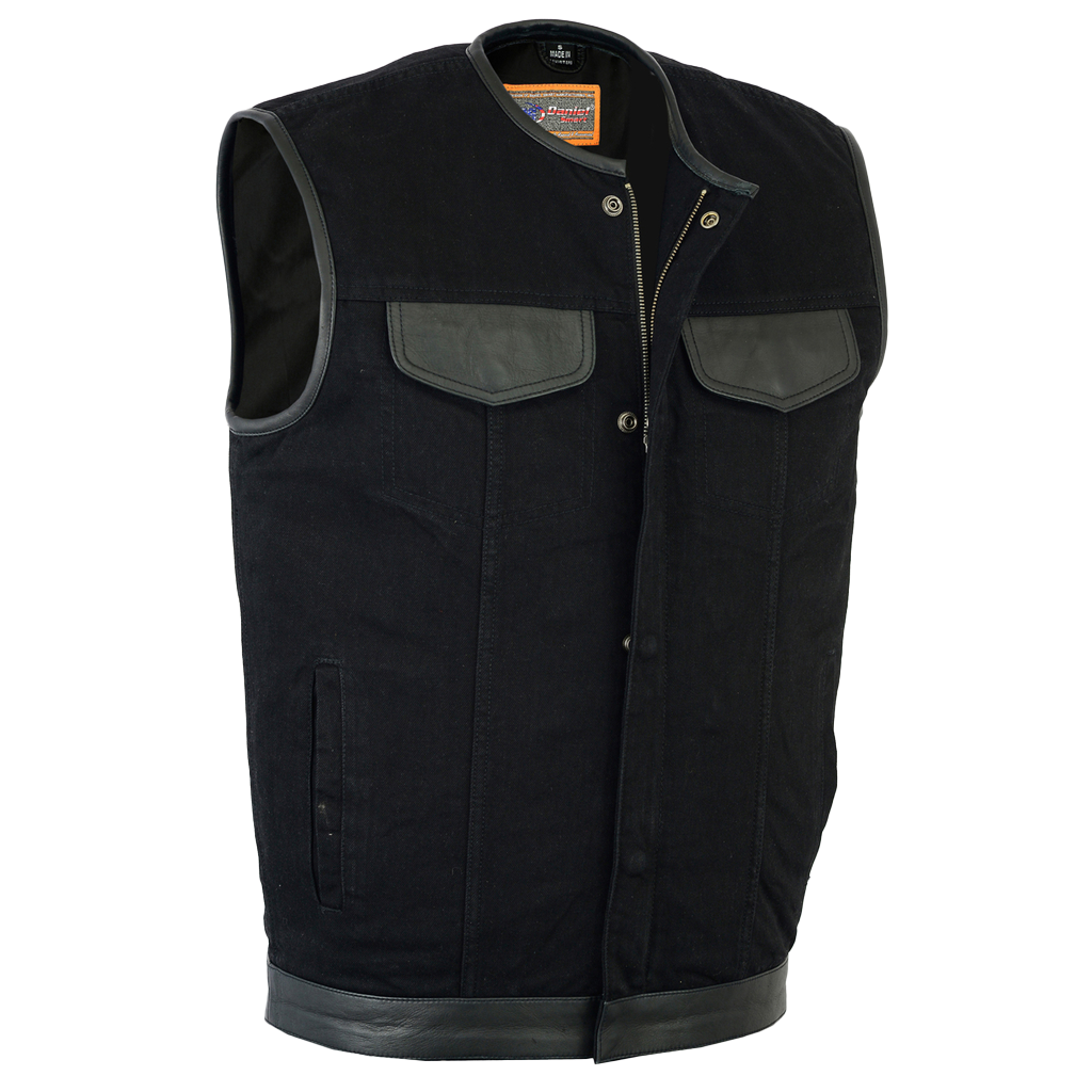 Black Denim & Leather NC Vest