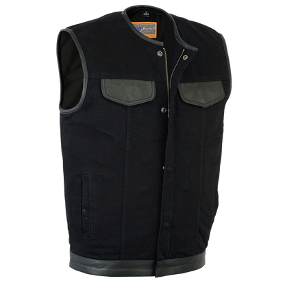 Black Denim & Leather NC Vest