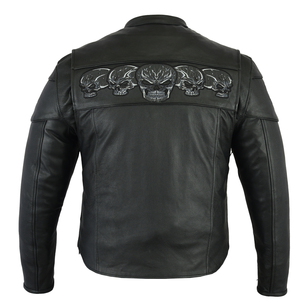 Scooter Jacket with Reflective Skulls in Black