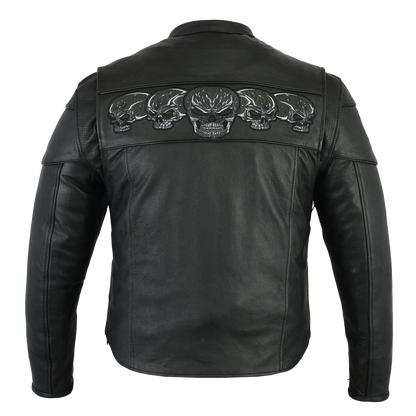 Scooter Jacket with Reflective Skulls in Black