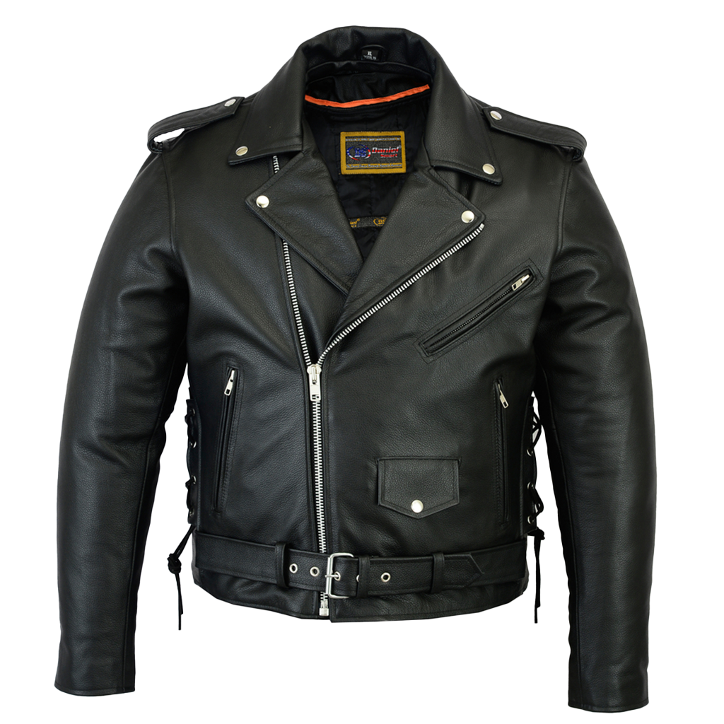 Classic Police Style Motorcycle Jacket with Side Laces