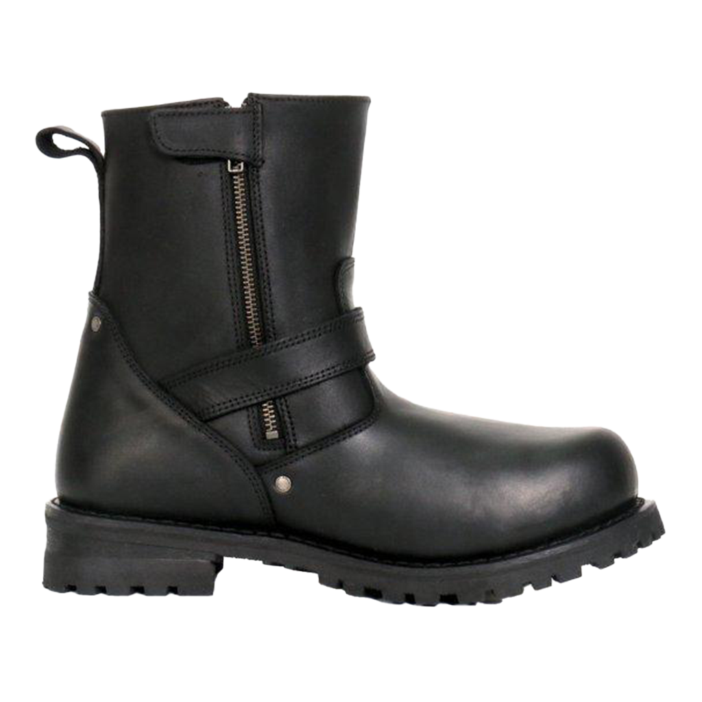 Black Round Toe Engineer Boot