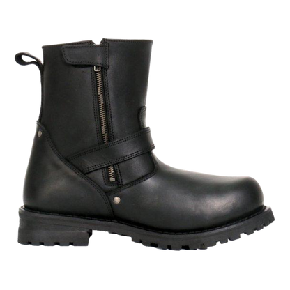 Black Round Toe Engineer Boot