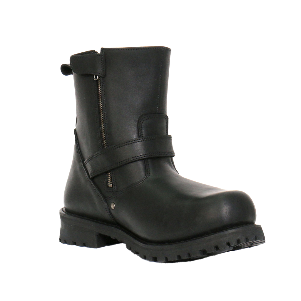 Black Round Toe Engineer Boot