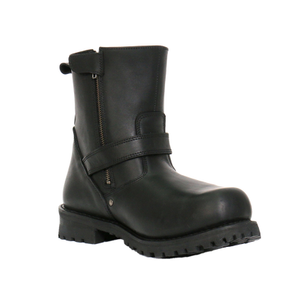 Black Round Toe Engineer Boot