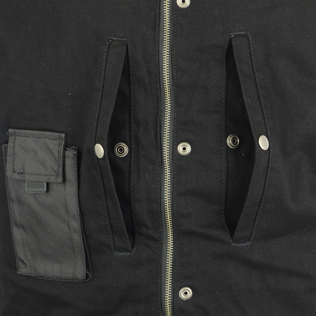 Black Denim Vest with Removable Hood