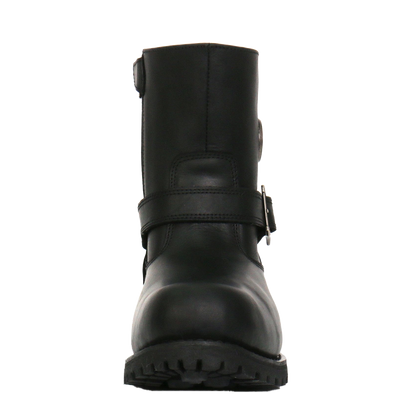 Black Round Toe Engineer Boot