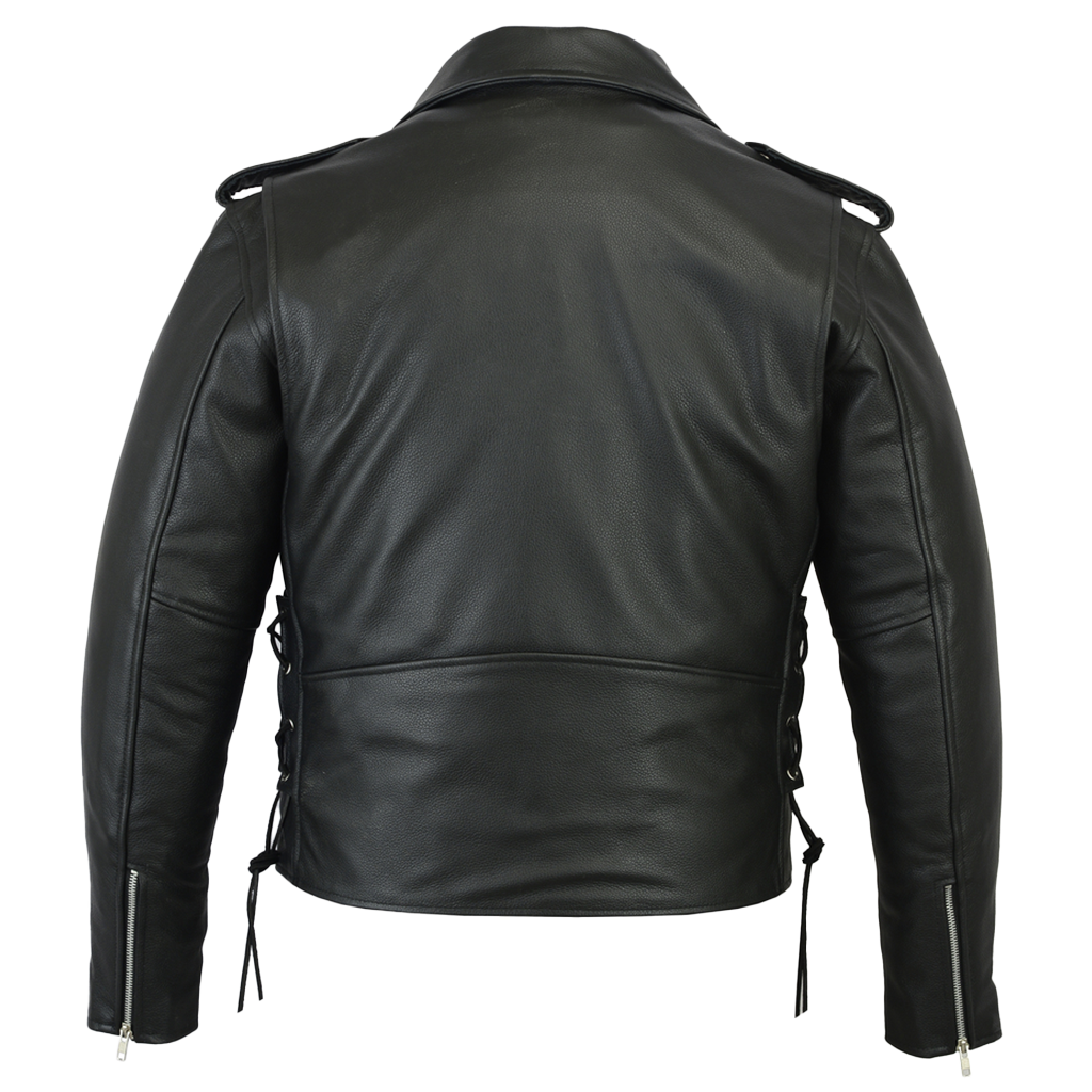 Classic Police Style Motorcycle Jacket with Side Laces