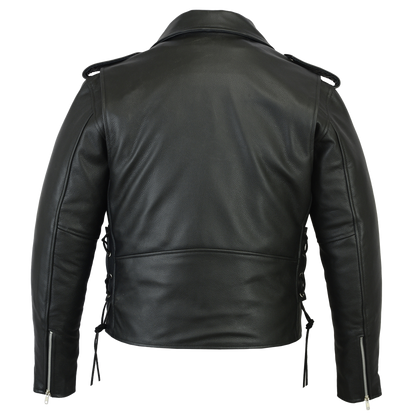 Classic Police Style Motorcycle Jacket with Side Laces