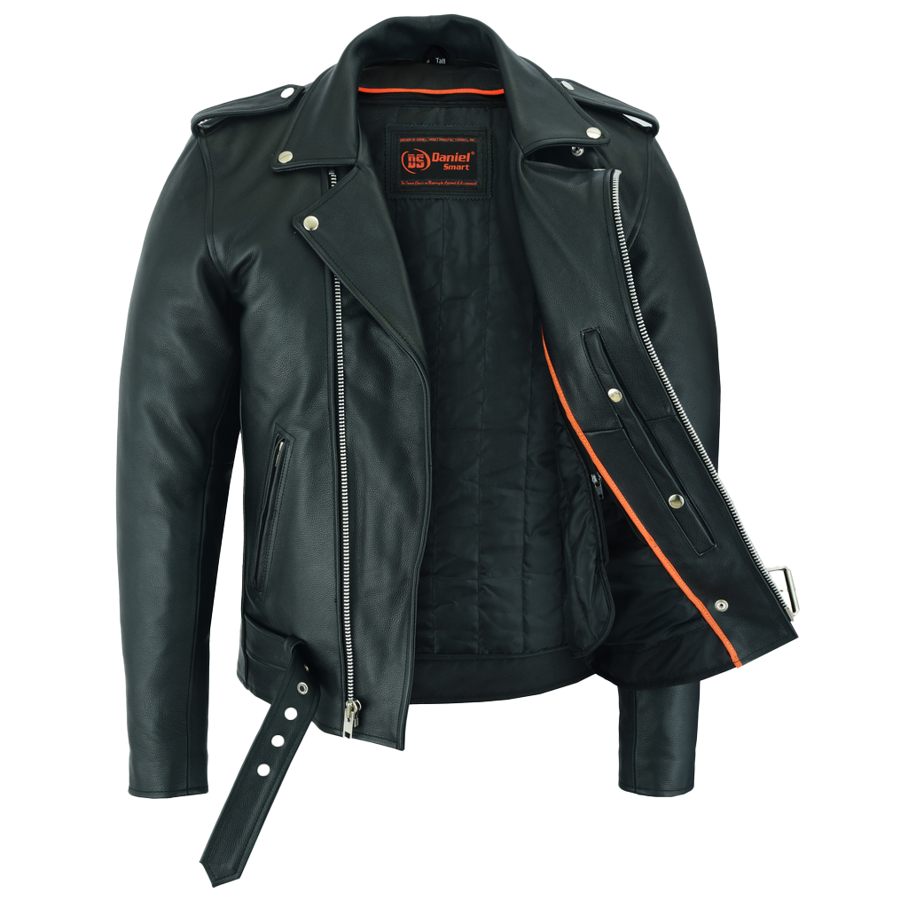 Classic Police Style Motorcycle Jacket in Tall Size