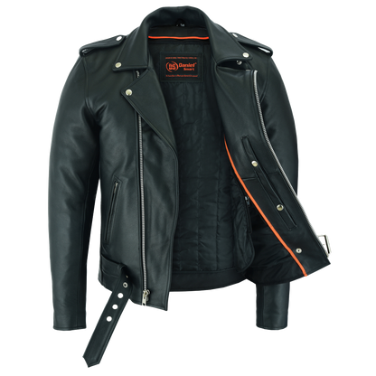 Classic Police Style Motorcycle Jacket in Tall Size