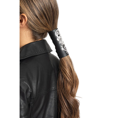 Tribal Skull Embossed Leather Hair Accessory