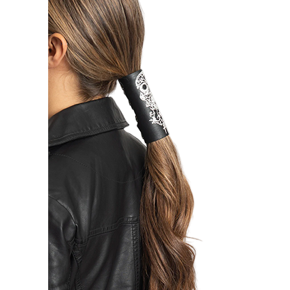 Tribal Skull Embossed Leather Hair Accessory