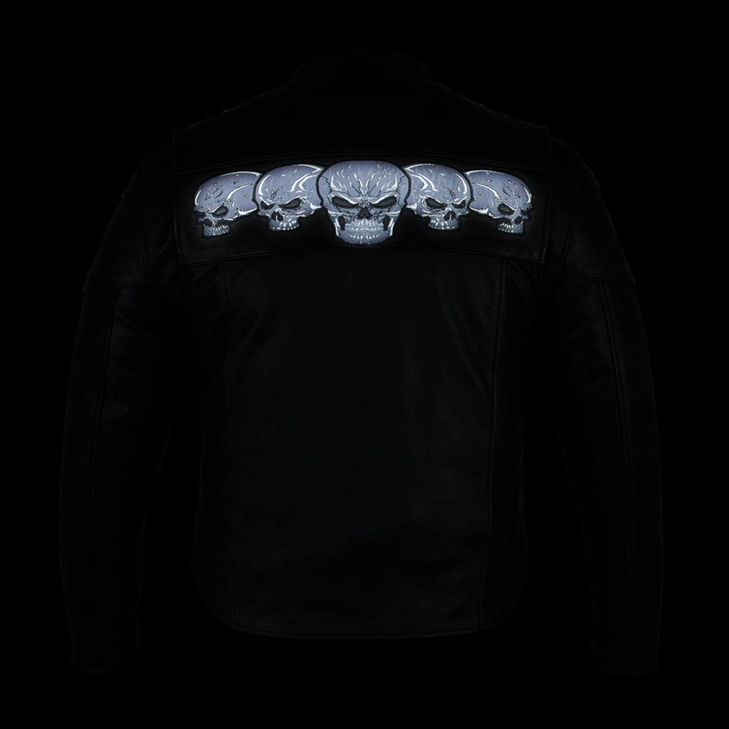 Scooter Jacket with Reflective Skulls in Black