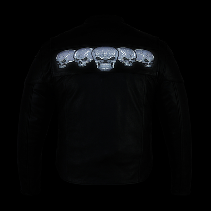 Scooter Jacket with Reflective Skulls in Black